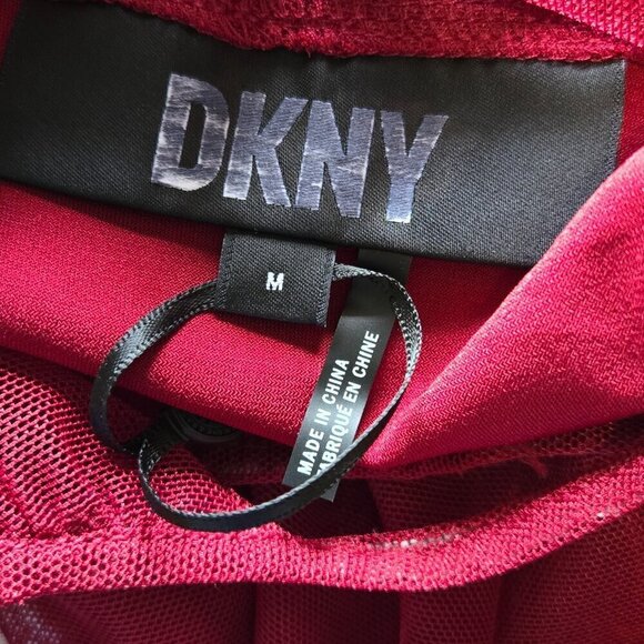 DKNY Red Mesh Maxi Slip Dress M Formal Cocktail Wedding Boho Y2K Party Holiday - Picture 6 of 10